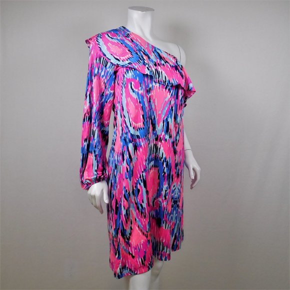 Lilly Pulitzer Amante Silk Jersey One Sleeve Dress XL (83125) - Picture 3 of 6